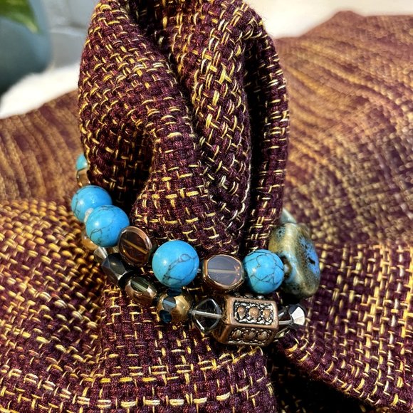 Borwn & Gold Bead Bracelet - Picture 4 of 8